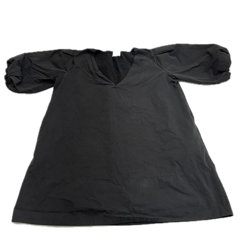 DISSH Dress Womens 6 Black Skylar Mini Puff Sleeve V Neck Pockets Minimalist - Picture 2 of 13